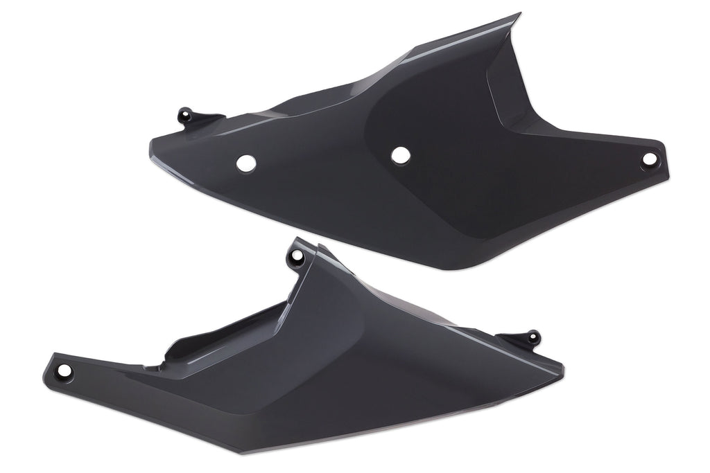 Polisport Plastics Nardo Grey side panels for motorcycle body, model 64-861213, with a sleek, durable plastic design.