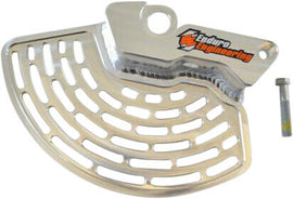 Enduro Engineering front brake rotor guard for Yamaha motocross bike, made of durable material with mounting brackets visible.