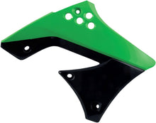 Load image into Gallery viewer, Acerbis green and black radiator shrouds for street motorcycles, featuring sleek design and durable plastic construction.