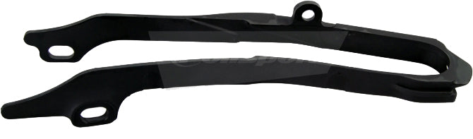Polisport Plastics black chain slider for drive chain protection on motorcycle, model 64-0152, mounted on the bike.