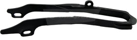 Polisport Plastics black chain slider for drive chain protection on motorcycle, model 64-0152, mounted on the bike.