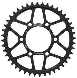 Steel 44-tooth rear sprocket for Kawasaki street bikes by Supersprox, designed for 530 chain and black finish.