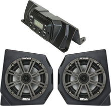 Charger l'image dans la galerie, SSV Works 2 speaker kit installed in a vehicle, showing durable black speakers with mounting brackets for audio enhancement.