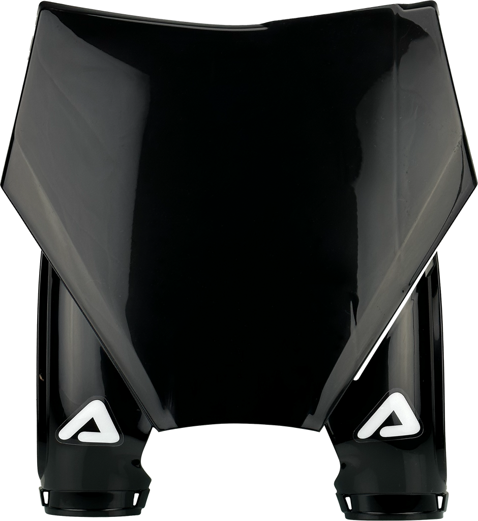 Acerbis black KTM front number plate body part with mounting holes on a white background.