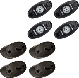 RIGID Industries Rock Light Kit in red with four LED rock lights mounted on rugged off-road vehicle.