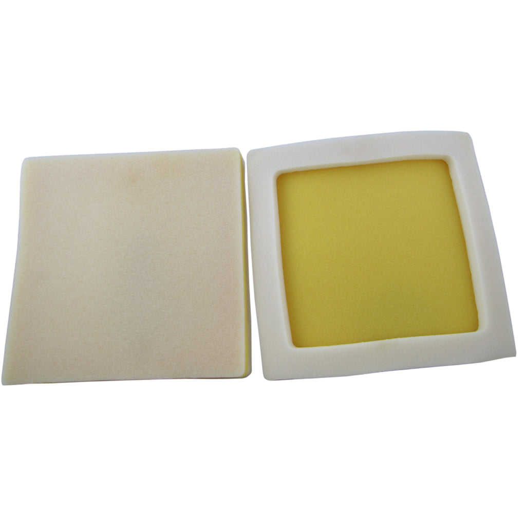 No Toil Premium Polaris air filter showing a clean, rectangular foam filter with a black rubber border for off-road motorcycle.