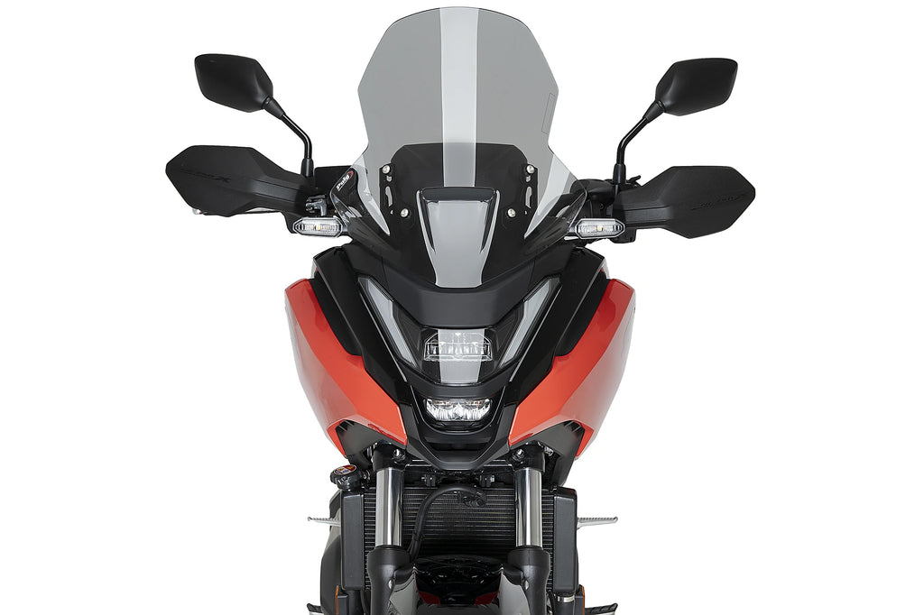 PUIG Touring Smoke windscreen for motorcycle, transparent wind deflector with dark tint, designed for touring bikes.