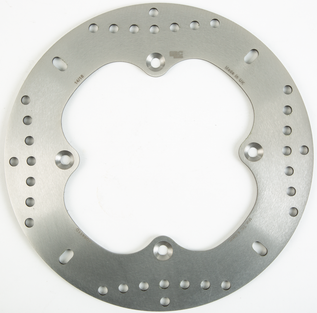 EBC Motorcycle Brakes standard rotor 15-6411 showing a silver metal disc with vented design for motorcycle braking system