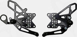 VORTEX black rear set foot controls for BMW 3-RS188K motorcycle, includes foot pegs and control levers.