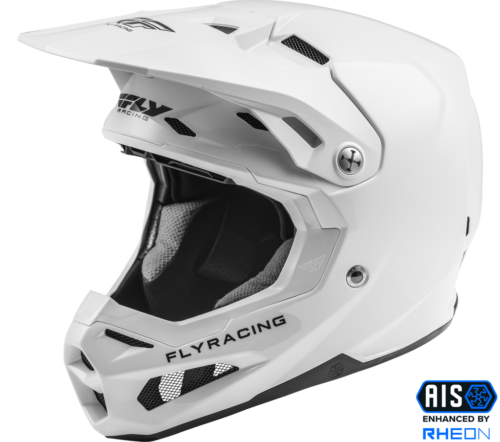 Fly Racing Formula Carbon Solid Helmet in white, featuring a sleek aerodynamic design and lightweight construction.