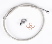 Load image into Gallery viewer, Streamline rear Yamaha brake line with standard+4 fittings, showing the flexible brake hose and metal connectors for Yamaha motorcycles.