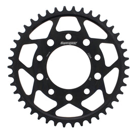 Supersprox steel rear sprocket 42-tooth for on-road motorcycles, black and titanium finish, 530 chain compatibility