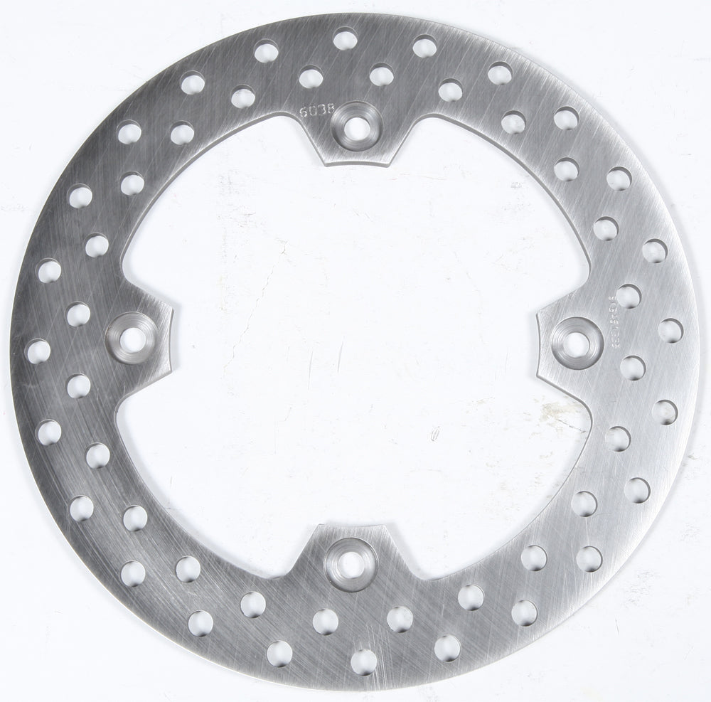 EBC Motorcycle Brakes standard rotor 15-6038 with vented design, metallic finish, and mounting holes for motorcycle braking system.