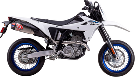 Yoshimura Race RS-12 full exhaust system with stainless steel finish for Suzuki motorcycles, featuring muffler and pipe details.