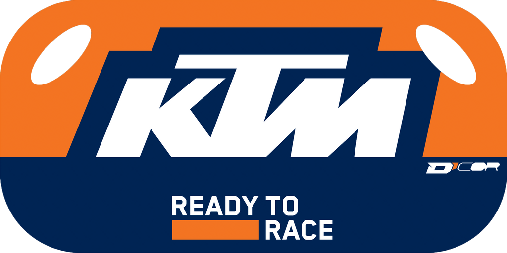 DCOR Pit Board KTM 862-6060130 accessory shown with black and red design, used for motorcycle racing and pit lane support.