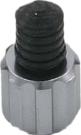 Pair of DRC titanium air valve caps with wrench, featuring sleek metallic finish and precise threading for motorcycle or bicycle tires.