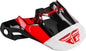 Fly Racing Formula Vector helmet visor in red, white, and black colors with yellow size label YL-Sm, designed for motorcycle helmets.