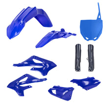 Load image into Gallery viewer, Acerbis full plastic kit for Yamaha motorcycle, showing black and white plastic panels and mounting parts.