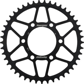 Supersprox steel rear sprocket with 45-tooth for Kawasaki street motorcycle, black finish and 520 chain compatibility.