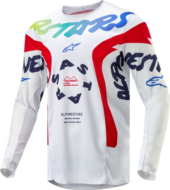 Alpine Star Racer Hana Jersey in white and multicolor, size large, featuring a sporty design and branding details.
