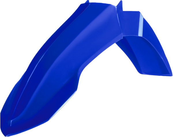 Blue Polisport Plastics front fender for Yamaha 64-859765 off-road motorcycle, made of durable plastic with mounting points.
