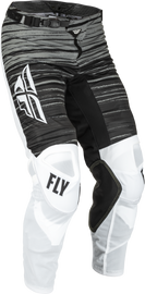 Fly Racing Kinetic Mesh Pants in white, black, and grey, size 34, featuring lightweight, breathable fabric for motocross riding.