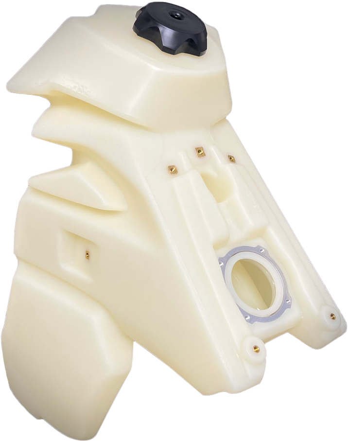 IMS Fuel Tank for TE250/300, natural finish, 2.8-gallon capacity, durable motorcycle fuel tank with brand logo visible.