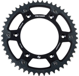 Fire Power 49-tooth rear sprocket for Honda CRF250, black and silver hybrid design, durable motorcycle chain sprocket.