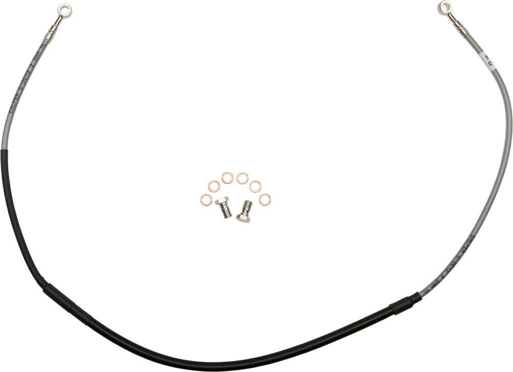 GBRAKES steel front brake line for Suzuki motorcycles, showing the durable metal brake hose with fittings.