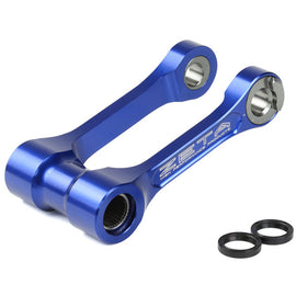 ZETA adjustable lowering link suspension part in blue, model 634-01736, designed for motorcycle suspension adjustment.