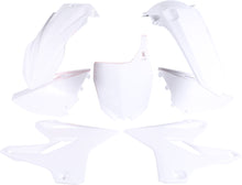 Load image into Gallery viewer, Polisport Plastics white plastic body kit for motorcycles, part number 64-90648, shown on a vehicle in the image.