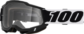 100-PERCENT Accuri 2 black goggles with clear lens, lightweight eyewear designed for comfort and protection during activities