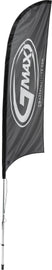 GMAX Solar Flag Gmax Black 11-foot promotional flag flying outdoors on a clear day