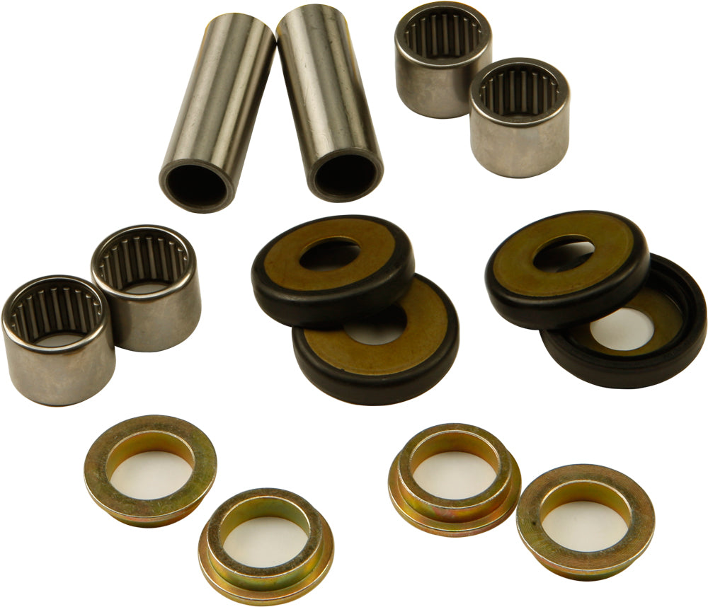 All Balls swingarm bearing kit for suspension with visible bearings and hardware in a sealed package.