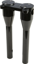 Black FORBIDDEN Moto Bar Riser 11-inch with gauge mount tabs, providing elevated handlebar positioning for motorcycles.