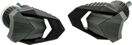 PUIG Frame Sliders R19 in black, designed for motorcycle protection, with a sleek black finish and sturdy mounting hardware.