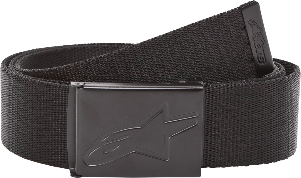 Alpine Star Ageless Web Belt in black with adjustable strap, featuring the brand logo and durable web design.