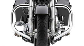 Chrome Cobra Fatty Freeway Bars 1.5-inch body bars for FLH/FLT models from 1997 to 2008, shown installed on motorcycle.