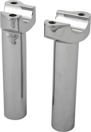 HardDrive HardDrive H-Bar Risers, 5.5-inch straight chrome risers for motorcycle handlebars.