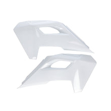 Load image into Gallery viewer, Acerbis white radiator shroud body for Hus motorcycle, featuring sleek design and ventilation openings, part number 29865-80002.