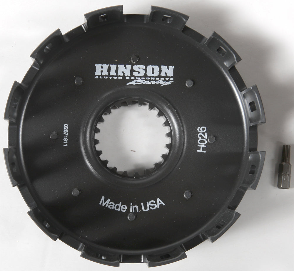 Hinson Billet Clutch Basket for Honda HON 151-0001, durable metal clutch component with intricate design and machining details
