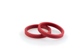 PUIG vintage red frame slider rings with metal accents, designed for motorcycle protection and style.