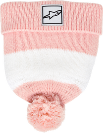 Pink Alpine Star women's bobble beanie hat with a knit texture and pom-pom on top, ideal for cold weather.
