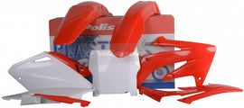 Red Polisport Plastics plastic body kit for motorcycles, featuring lightweight durable plastic components.