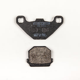 Semi-metallic braking brake pad set by Braking, showing the individual pads with metal backing plates and friction surfaces.