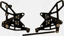 Load image into Gallery viewer, VORTEX rear set complete black foot controls for Kawasaki motorcycle, featuring foot pegs and shift/brake levers.