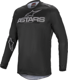 Alpine Star Fluid Graphite Jersey in black and dark grey, XL size, featuring a sleek, lightweight design with subtle branding details.