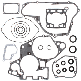 Vertex Complete Gasket Set with Oil Seals for engines, showing gaskets and seals laid out on a clean surface.