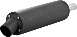 MBRP Exhaust single slip-on system with black utility muffler for Yamaha motorcycle, showing sleek exhaust pipe and muffler design.