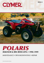 Charger l'image dans la galerie, Clymer repair manual for Polaris Magnum 4x4 ATV, showing detailed pages with diagrams and instructions.